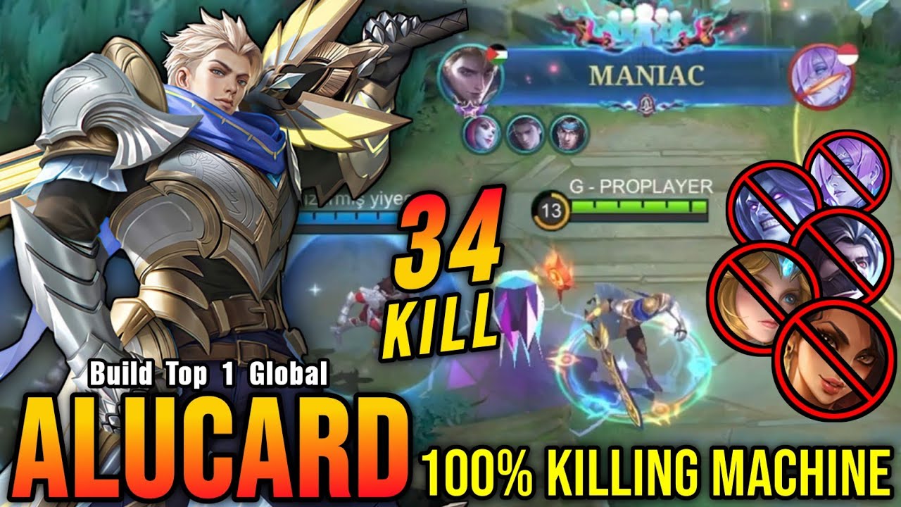 This is Insane!! Alucard 34 Kills + MANIAC, 100% Killing Machine - Build Top 1 Global Alucard ~ MLBB