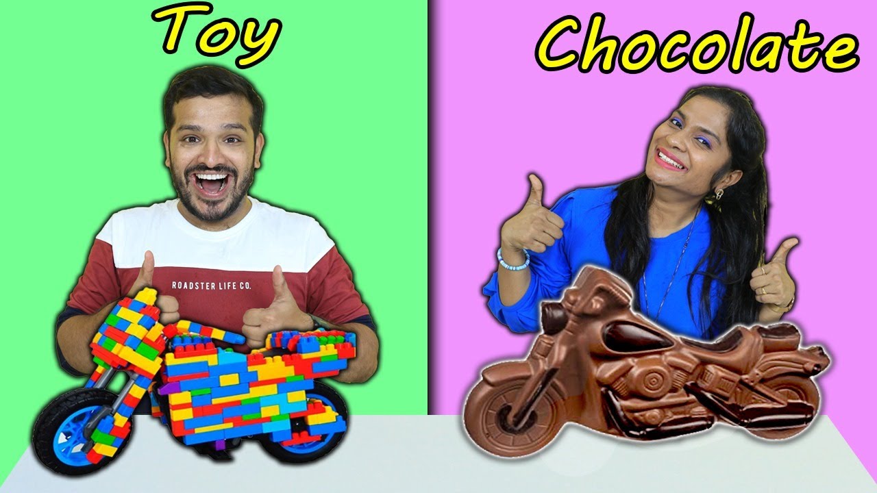 Toy Vs Chocolate Food Challenge | Hungry Birds