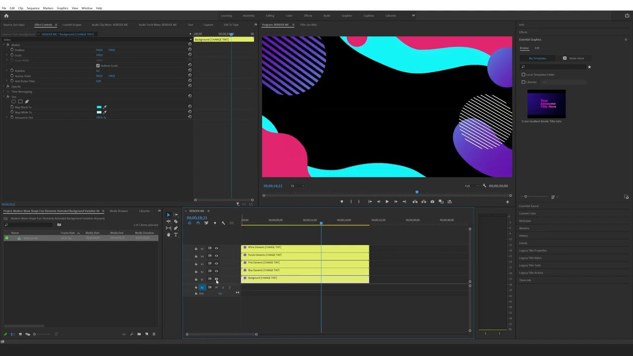How to use and edit Background Templates in Premiere Pro