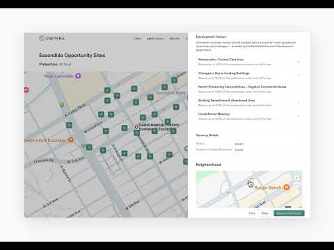 Onetera Opportunity Sites: Connecting Businesses to Your City's Development Potential