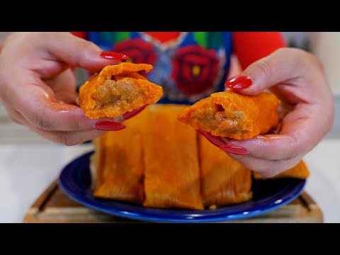 Mexican food recipe Easy TAMALES Rojos Beans and Cheese | Tamales Rojos de Frijoles Puercos