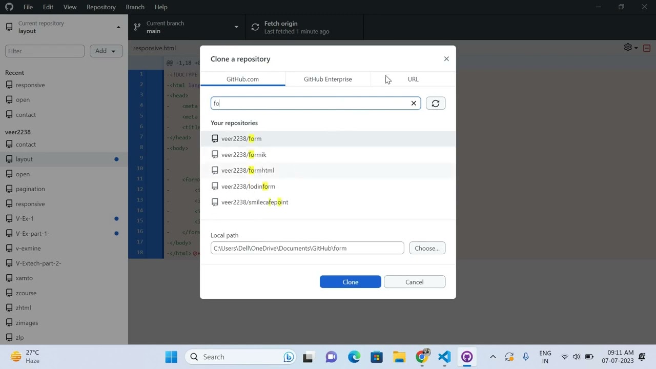 Live Html code on github process