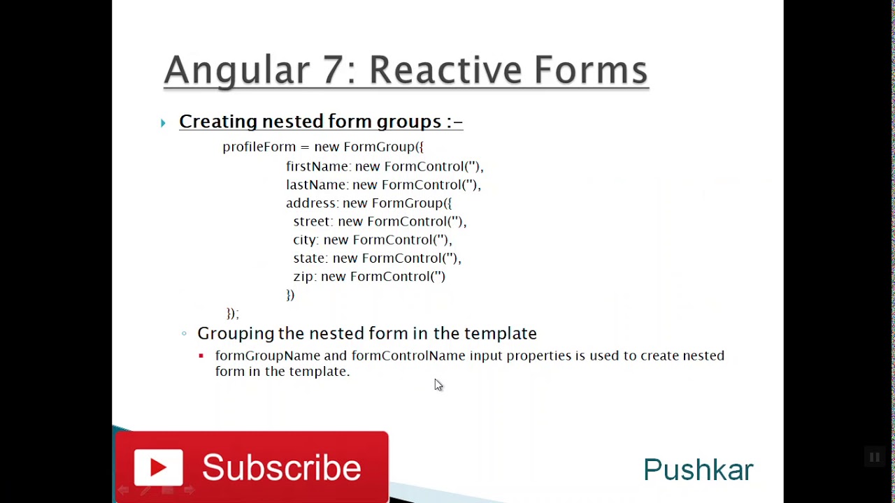 Angular 7  -  Nested FormGroup in Model driven Forms or reactive forms
