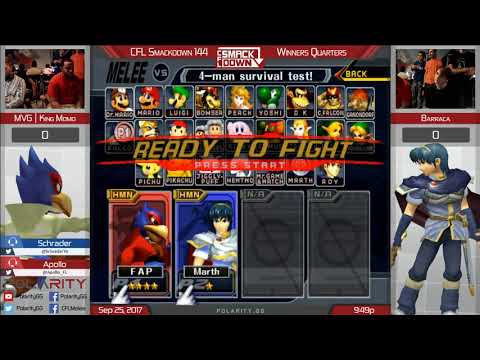 CFL Smackdown 144 Melee - MVG | King MOmo (Falco) vs Barraca (Marth) - Winners Quarters