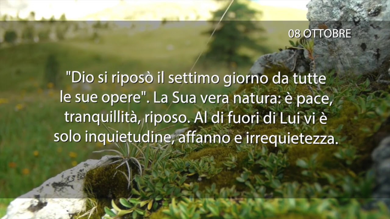 Meditazione del 08 Ottobre 2018 “IL VERO RIPOSO”