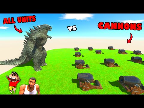 ALL TITANS vs CANNONS in Animal Revolt Battle Simulator with SHINCHAN and CHOP