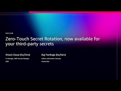 AWS re:Invent 2025 session SEC230 on zero-touch secret rotation for third-party secrets