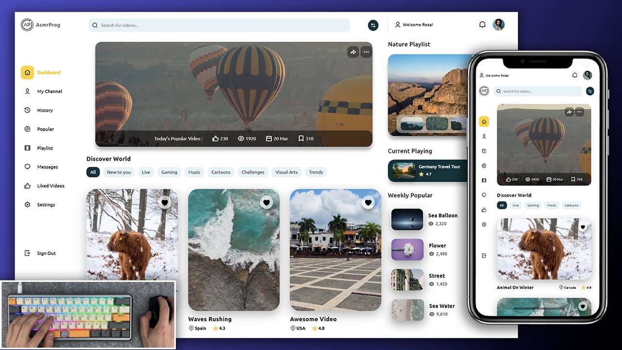 ASMR Programming - Video Sharing Platform UI - No Talking