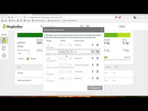 Zutaten für Rezepte Importieren & Nährwerte Berechnen
