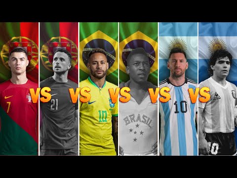 Comparison: Pele vs Maradona vs Ronaldo vs Messi vs Neymar vs Jota | R.I.P Pele, Maradona & Jota