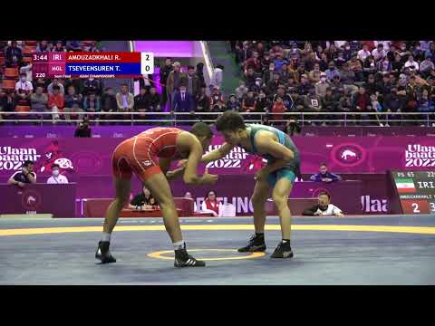 1/2 FS - 65 kg: R. AMOUZADKHALI (IRI) v. T. TSEVEENSUREN (MGL)