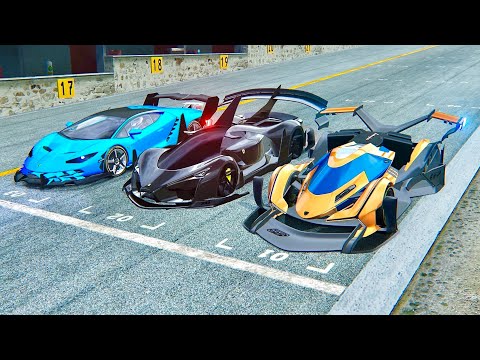 Ferrari F80 GTR vs Lamborghini V12 GTR vs Lamborghini Centenario GTR - Drag Race