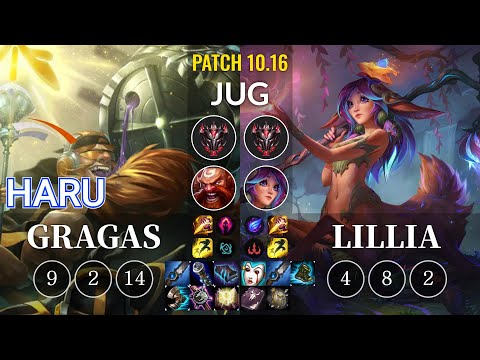 HLE Haru Gragas vs Lillia Jungle - KR Patch 10.16