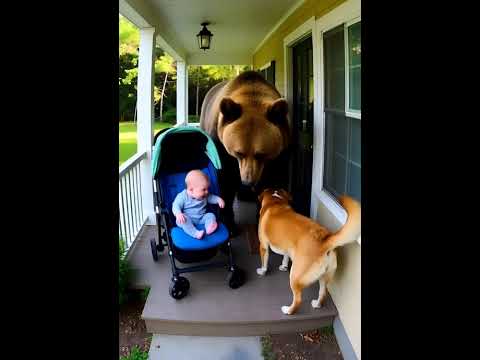 Dog and bear and cute baby   #funny #ai #shortvideo