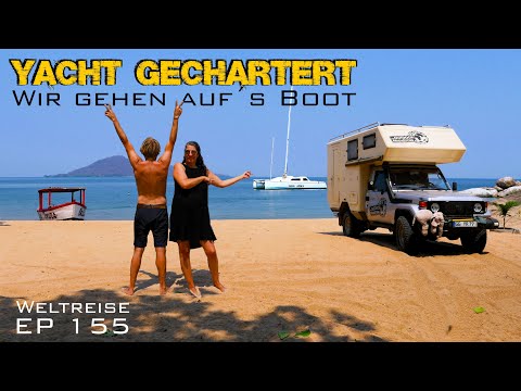 👉 Lies! The "yacht" is a wooden boat! We're taking a vacation from traveling. Malawi EP155