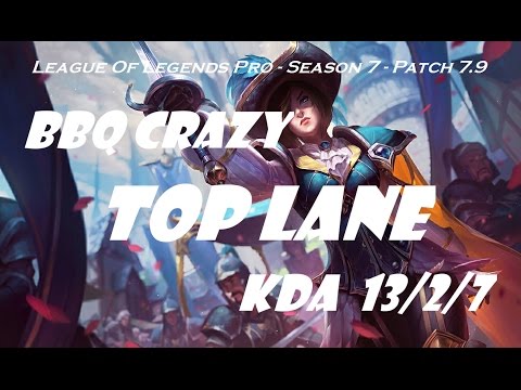 Top Lane - BBQ Crazy as Fiora vs Gragas Patch 7.9 - League Of Legends Pro Ranked Challenge