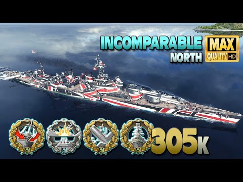 Battleship Incomparable: Thriller on map North - World of Warships