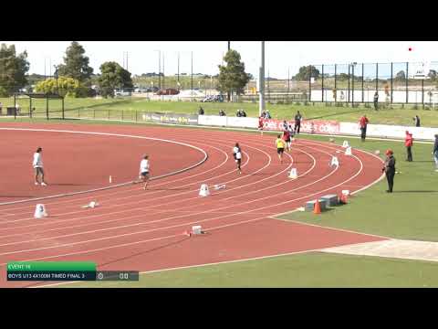 Boys U13 4x100m Timed Final 3: 2021 Commonwealth Bank State Relays Championships // LAVicTV