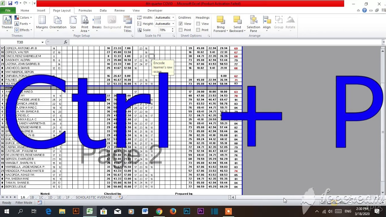 Converted grade sheets from E-class record into a PDF file