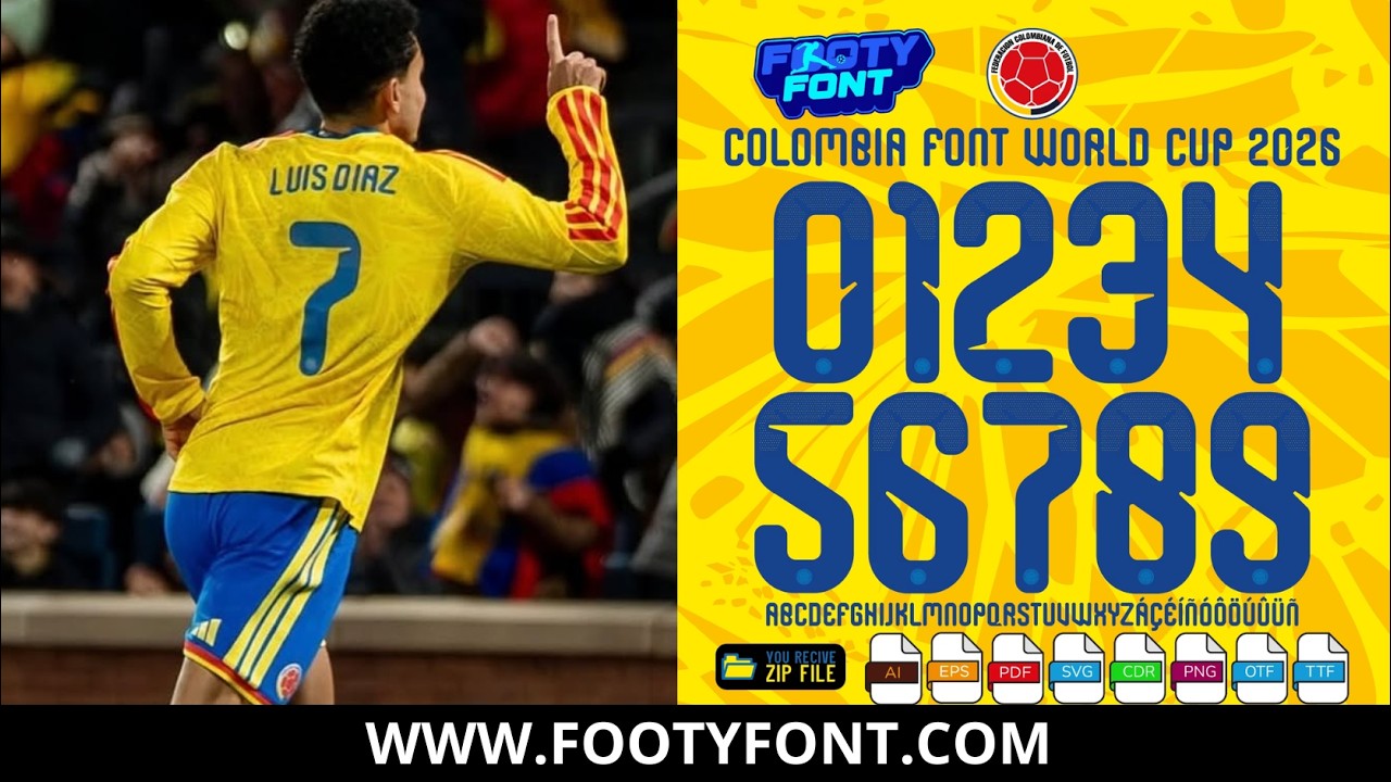 Colombia World Cup 2026 Font | Download OTF, TTF & Vector (AI, EPS, CDR)