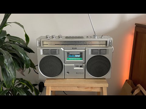 80s Boombox Hitachi Trk-7800e Vintage Ghetto Blaster Stereo Cassette Radio