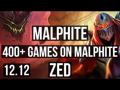 MALPHITE vs ZED (MID) | 1.3M mastery, 400+ games, 3/1/3 | KR Diamond | 12.12