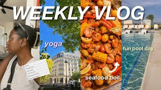 WORK TO LIVE DIARIES | swimming lesson, hot yoga, seafood boil, art project