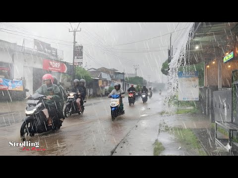 【4K】WALKING IN THE HEAVY RAIN, SHOCKING RAIN IN AN ASIAN VILLAGE