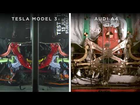 Tesla Model 3 vs Audi A4 Safety Test: Front Crumple Zone