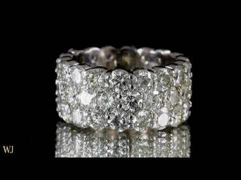 10 52CT ROUND CUT 3 ROW ETERNITY DIAMOND BAND BY WONDER JEWELERS