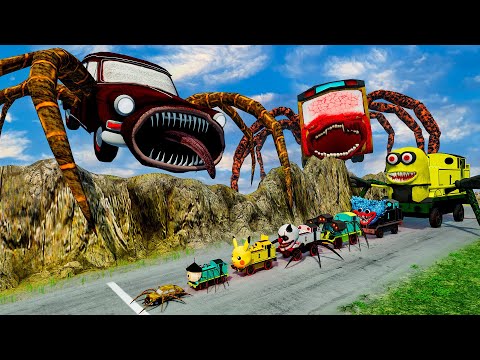 ALL Monsters Big & Small Cars vs Downhill Madness with MONSTERS | MEGA PACK #46 | BeamNG.Drive