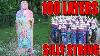 100 LAYERS (CANS) OF SILLY STRING! - 100 LAYERS CHALLENGE (CHALLENGES)