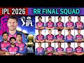 IPL 2026 Rajasthan Royals Full Squad RR Team Final Players List 2026 RR Team 2026