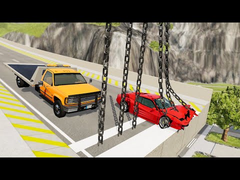 Crazy Vehicle High Speed Jumps Through Vertical Giant Chain (Funny Crash) - BeamNG.drive Giant Chain