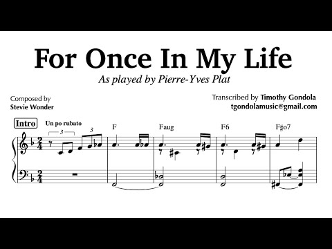 For Once In My Life| Pierre-Yves Plat (Piano Transcription)