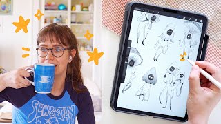 chatty art vlog ✸ let&#39;s draw some mushroom folk!