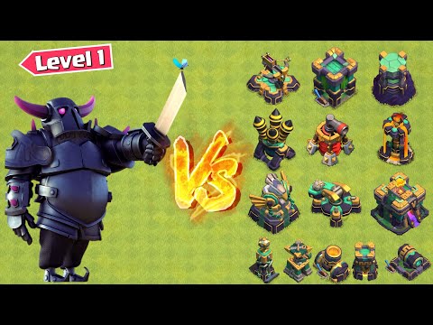 *Level 1* PEKKA vs All Max Defense - Clash of Clans