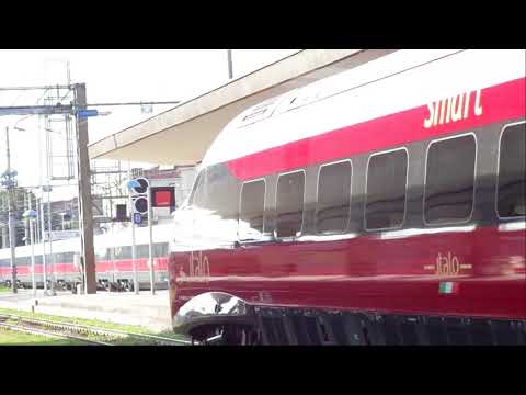 Stazione di Brescia: FrecciaRossa arriva, Italo parte