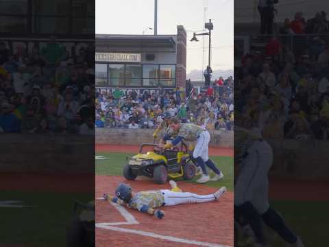 Hit by Pitch Mini Car to First | Savannah Bananas #shorts #bananaball #baseball