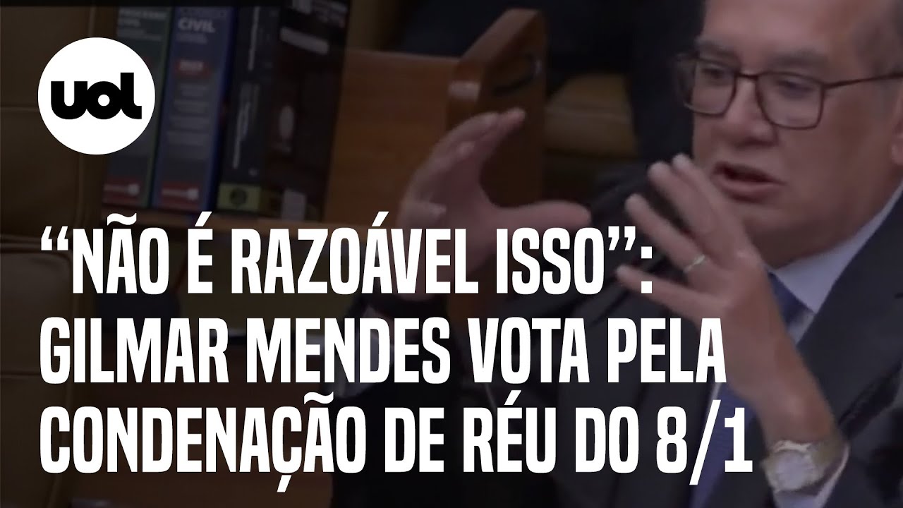 Gilmar Mendes concorda integralmente com Moraes em voto pela condenação de réu do 8/1