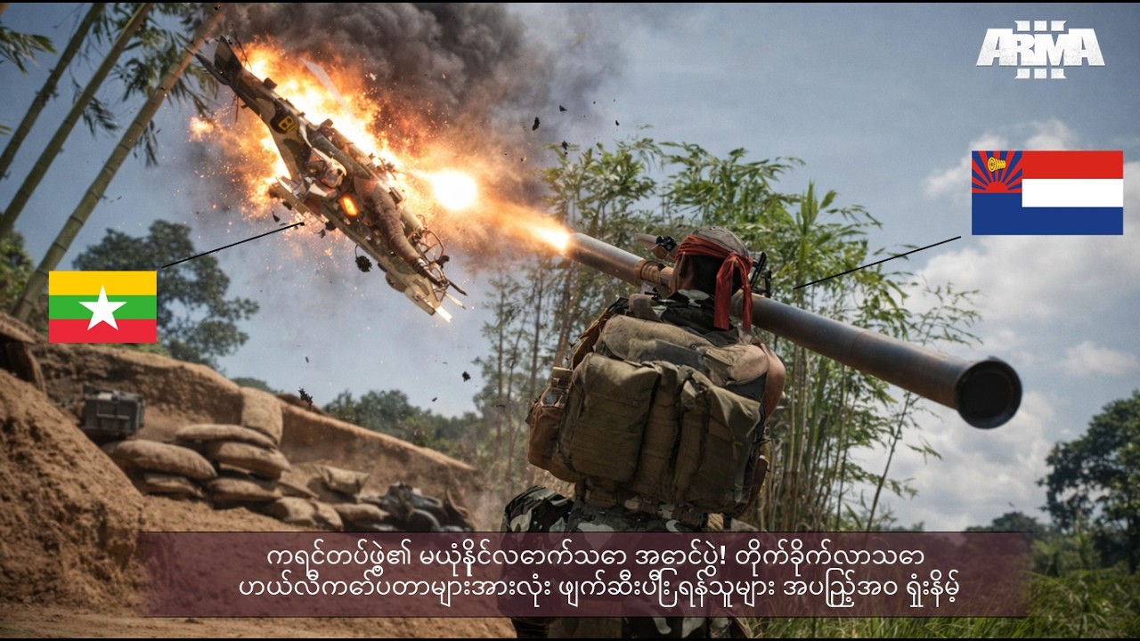 ကရင်တပ်ဖွဲ့၏ သမိုင်းဝင်တိုက်ပွဲ—ဟယ်လီကော်ပတာများ ကျဆုံးပြီး ရန်သူများ လုံးဝ ပျက်စီး | Arma III Karen