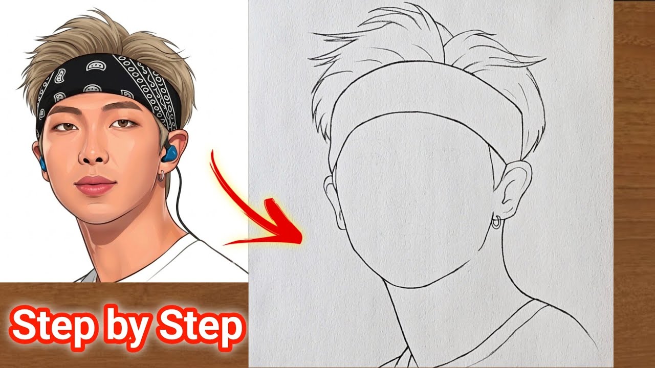 How To Draw BTS RM Step by Step / BTS RM Drawing / BTS drawing 