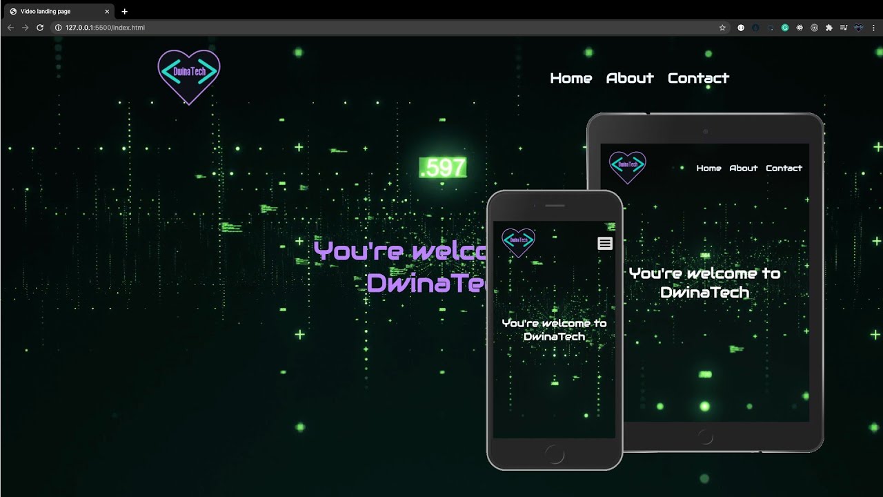 Landing page with full screen background video & responsive animated navBar