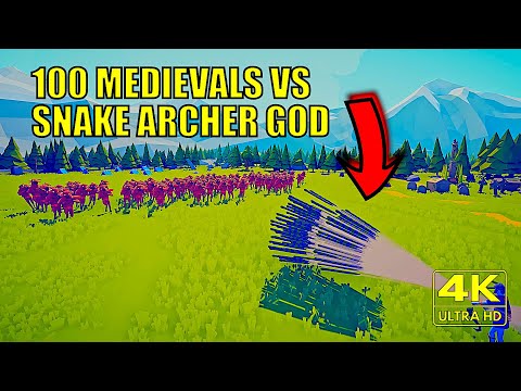 100 ANCIENT UNITS vs 1 SNAKE ARCHER GOD - 4K | Totally Accurate Battle Simulator TABS