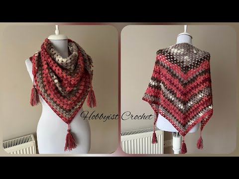 VERY BEAUTİFUL 💯😍 Easy Crochet Triangle Shawl Cowl Pattern / Üçgen Şal Modelleri