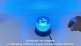 LED maják, 12-24V, 24xLED modrý, magnet, ECE R65