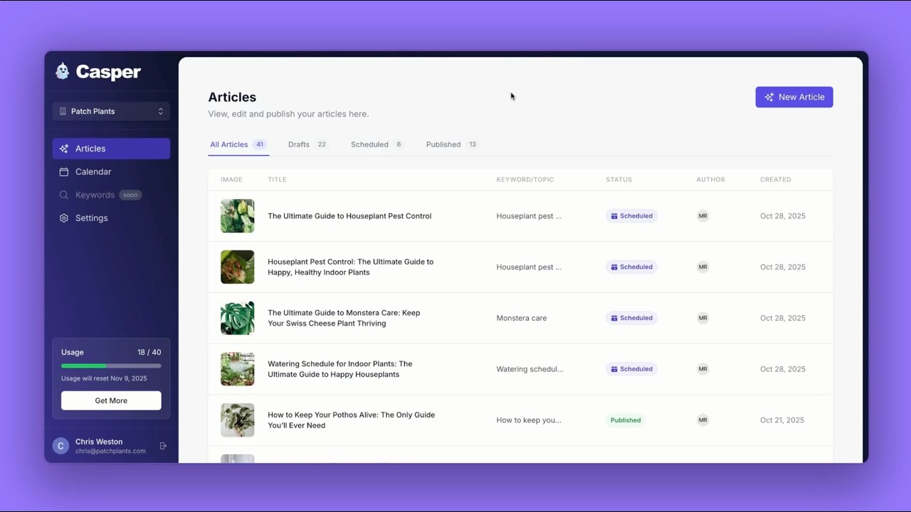 Casper - AI-Powered SEO Blog Article Writer Preview
