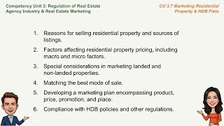 Ace your RES Exam: CU 3.7 Cracking the Code: Singapore Residential Property Marketing