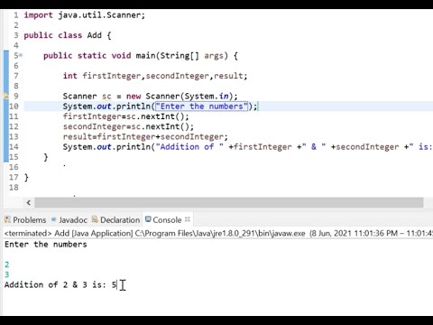 Add Two Numbers In Java Using Eclipse Generic Scanner Esclipse