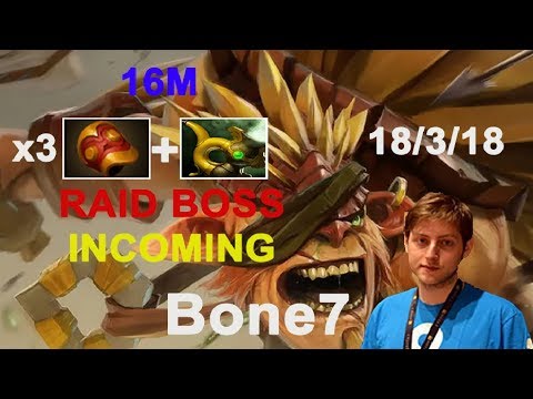 Bone7 [Bristleback] 16M 3 Bracers + Pipe Of Insight Raid Boss Incoming Dota2 7.22